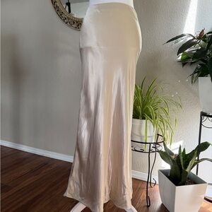 H&M Champagne Satin Maxi Skirt